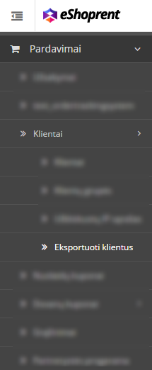 Eksportuoti klientus