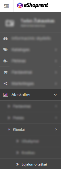 Klientų lojalumo taškų ataskaita