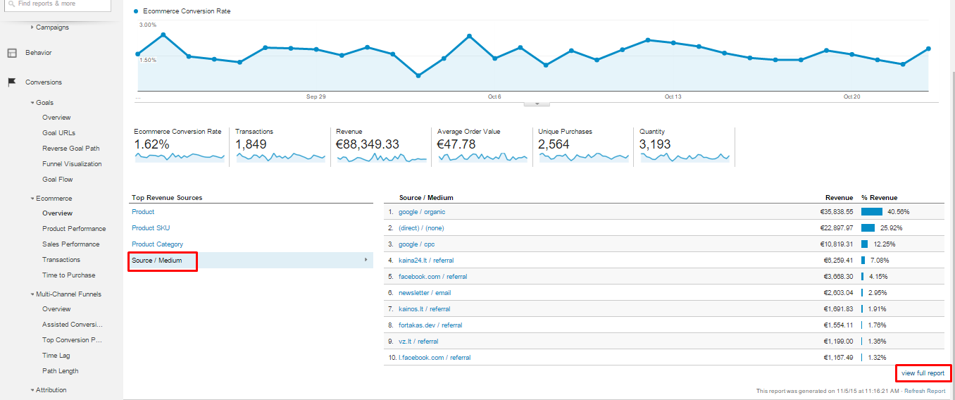 Google eCommerce modulio konfiguravimas