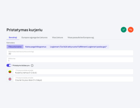 Brīvi veidoti piegādes veidi
