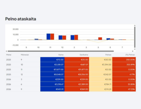 E-veikala peļņas aprēķināšana (tikai ar mainīgajām izmaksām)